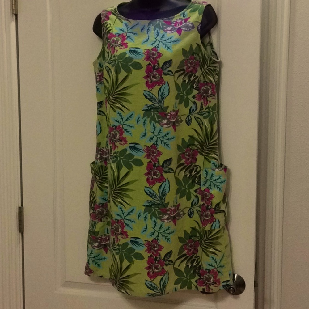 White Stag Sundress, Sz. Small, Lime & Floral.